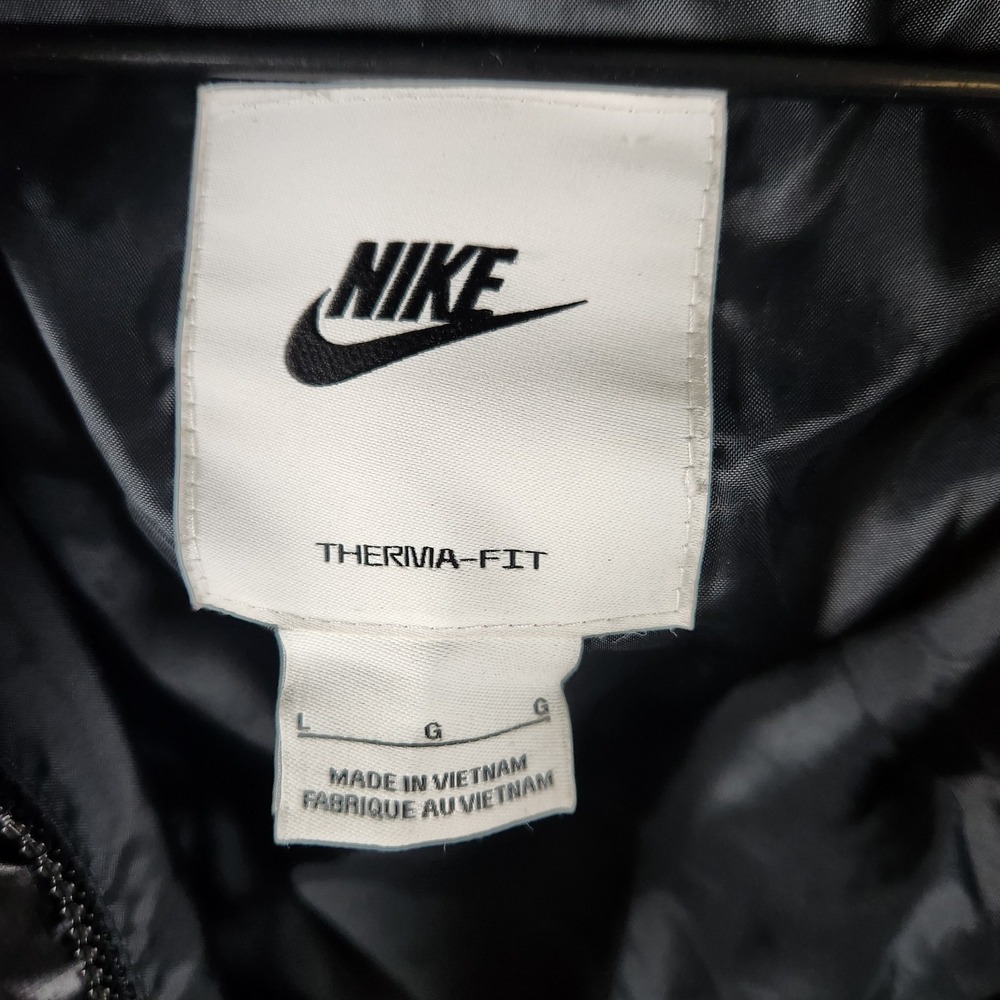 Nike Therma-Fit Long Puffer Coat Womens L Black Full Length Hooded Down Jacket - Picture 5 of 12